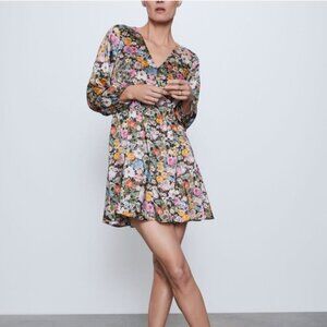 Zara floral long sleeve dress
